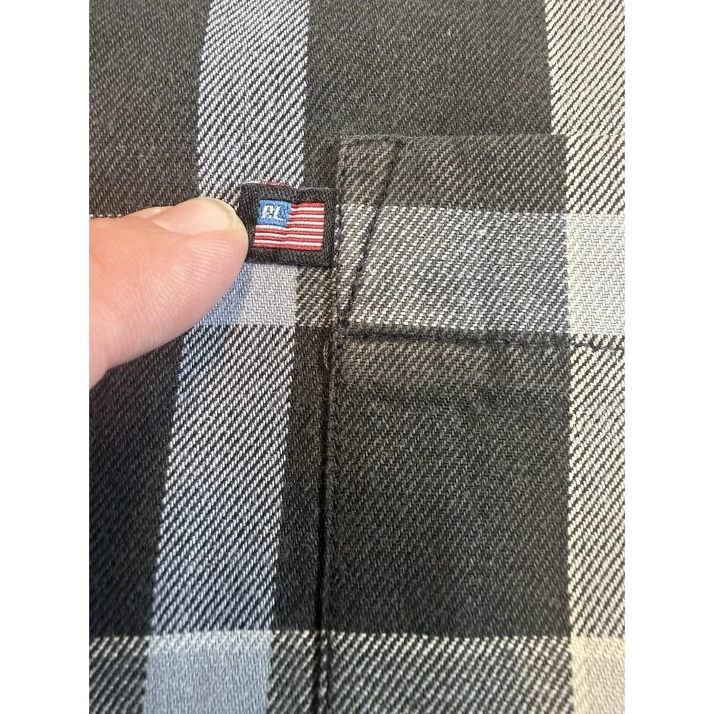 Vintage Y2K Polo Jeans Co Ralph‎ Lauren Plaid Flannel Shirt XL Grey Black Blue